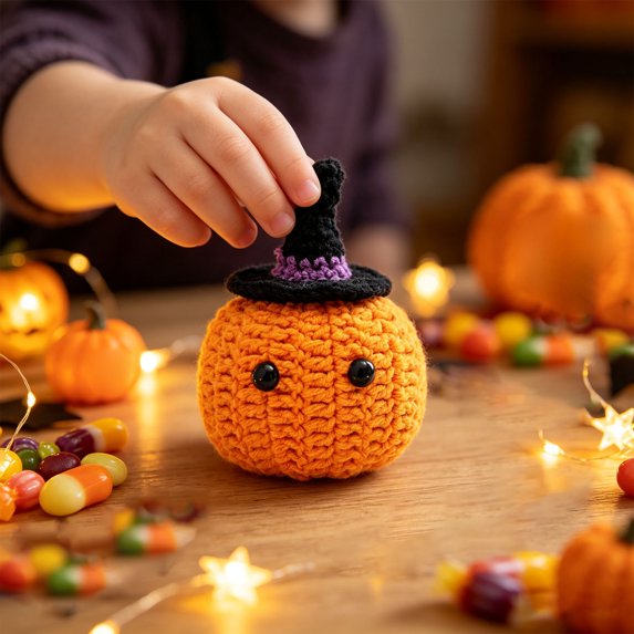 Dalxymotic Crochet Halloween Doll, Yarn Spooky Figurine Ornament, Halloween Decorations Indoor Outdoor, Fall Decor Craft Ornament, Handmade Doll Decor for Home, Shelf, Mantel, Table