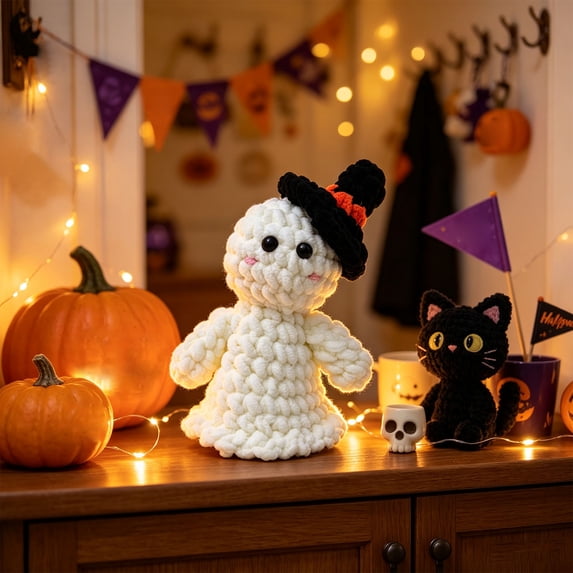 Dalxymotic Crochet Halloween Doll, Yarn Spooky Figurine Ornament, Halloween Decorations Indoor Outdoor, Fall Decor Craft Ornament, Handmade Doll Decor for Home, Shelf, Mantel, Table