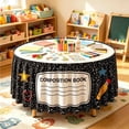thumbnail image 1 of Dalxymotic Decorative Desk Skirt Cover, Round Teacher Desk Skirt, Seasonal Pencil Print Desk Skirt, Stretch Desk Skirt, Stretch Desk Skirt Cover for Office, Home, Cubicle, Counter, 1 of 6