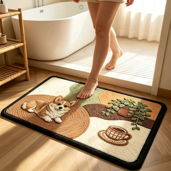 Dalxymotic Diatomaceous Earth Floor Mat, Quick Dry Absorbent Non Slip Bathroom Pad, Cute Pet Modern Stylish Home Decor, Floor Mat for Bathroom Kitchen Laundry