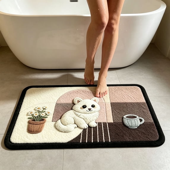 Dalxymotic Diatomaceous Earth Floor Mat, Quick Dry Absorbent Non Slip Bathroom Pad, Cute Pet Modern Stylish Home Decor, Floor Mat for Bathroom Kitchen Laundry