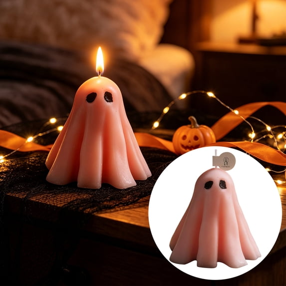 Dalxymotic Ghost Candle, Spooky Figurine Wax Decor, Decorative Desk Ornament Accent, Cute Spooky Party Gift Idea, Ghost Candle Decoration Gift for Home, Table, Desk, Mantel