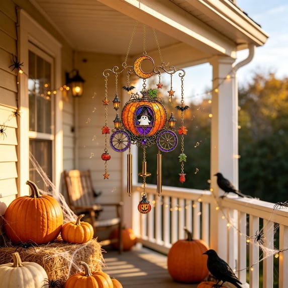 Dalxymotic Halloween Acrylic Wind Decor, Pumpkin Ghost Witch Design, Spooky Holiday Party Hanging Accent, Fall Decor, Halloween Decorations Indoor Outdoor for Home, Yard, Table, Mantel