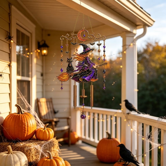 Dalxymotic Halloween Acrylic Wind Decor, Pumpkin Ghost Witch Design, Spooky Holiday Party Hanging Accent, Fall Decor, Halloween Decorations Indoor Outdoor for Home, Yard, Table, Mantel