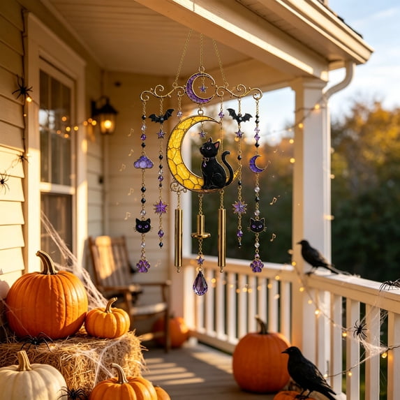 Dalxymotic Halloween Acrylic Wind Decor, Pumpkin Ghost Witch Design, Spooky Holiday Party Hanging Accent, Fall Decor, Halloween Decorations Indoor Outdoor for Home, Yard, Table, Mantel