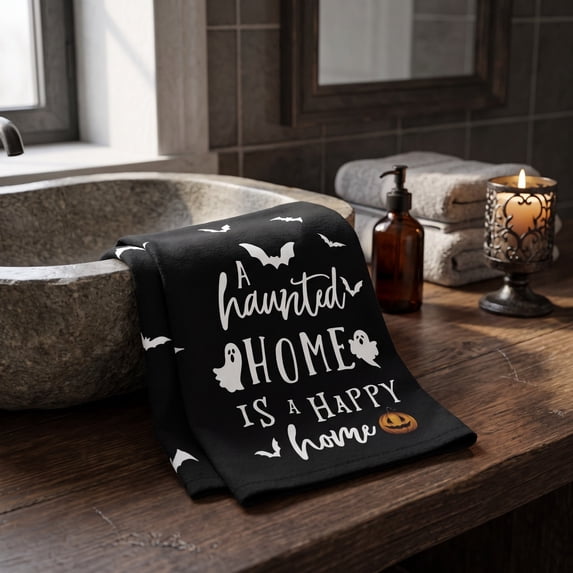 Dalxymotic Halloween Decorative Hand Towels, Spooky Themed Kitchen Towel Set, Bathroom Halloween Hand Towel, Halloween Hand Towel Decoration for Bathroom, Kitchen, Home, Laundry