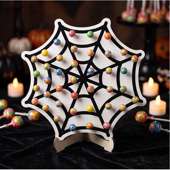 Dalxymotic Halloween Lollipop Stand, Ghost Pumpkin Web Candy Rack, Tabletop Treat Display Accent, Candy Stand, Halloween Party Dessert Decor for Home, Kitchen, Counter, Buffet