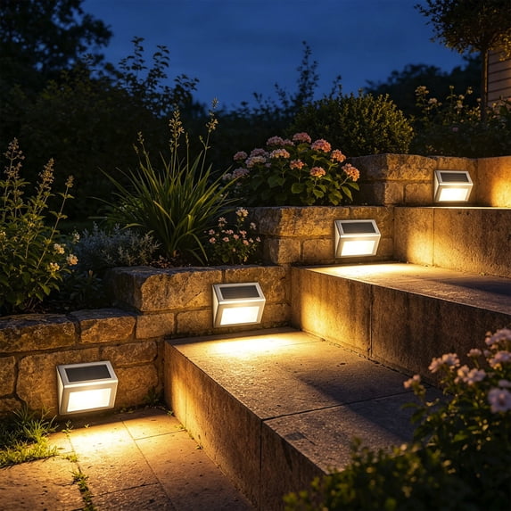Dalxymotic Solar Step Light, LED Stair Light, Outdoor Waterproof Motion Sensor Step Light, Wall-Mount Stair Step Lighting, Solar Step Light for Garden, Patio, Porch, Yard, Balcony