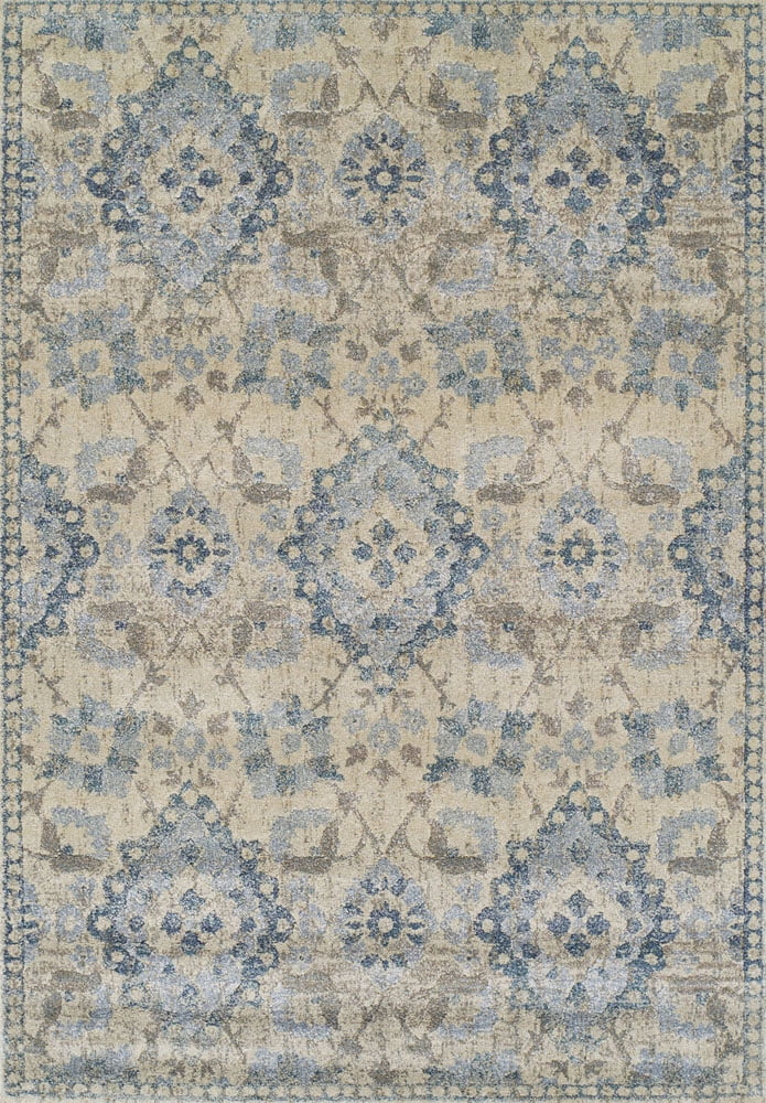 Antigua Linen Floral Motif Rectangular Area Rug