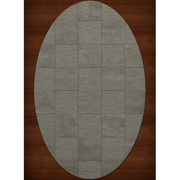 Dalyn Dover Area Rug DV15 Dv15 Silver Checkered Boxes 5' x 8' Oval