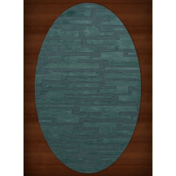 Dalyn Dover Area Rug DV6 Dv6 Teal Blocks Squares 4' x 6' Oval