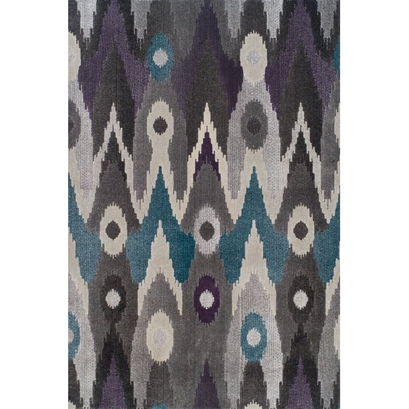 Dalyn Grand Tour Area Rug GT116GR Graphite Striped Circles 9' 6" x 13' 2" Rectangle