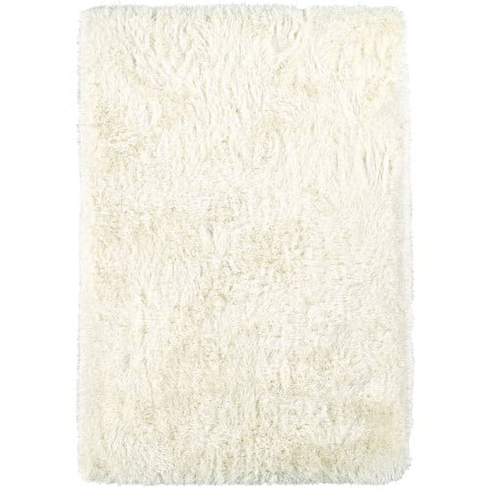 Ivory Hand-Tufted Shag Rug with Cotton Backing, 5' x 7'
