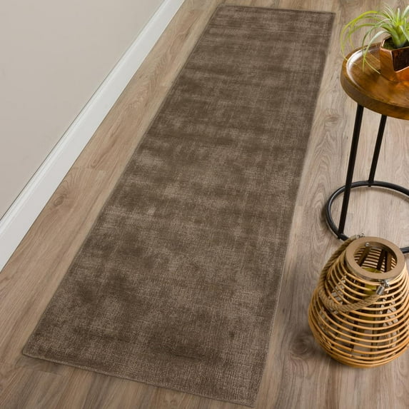 Addison Rugs Garrett 2'3" x 7'6" Solid Wool Runner Rug in Earth Brown