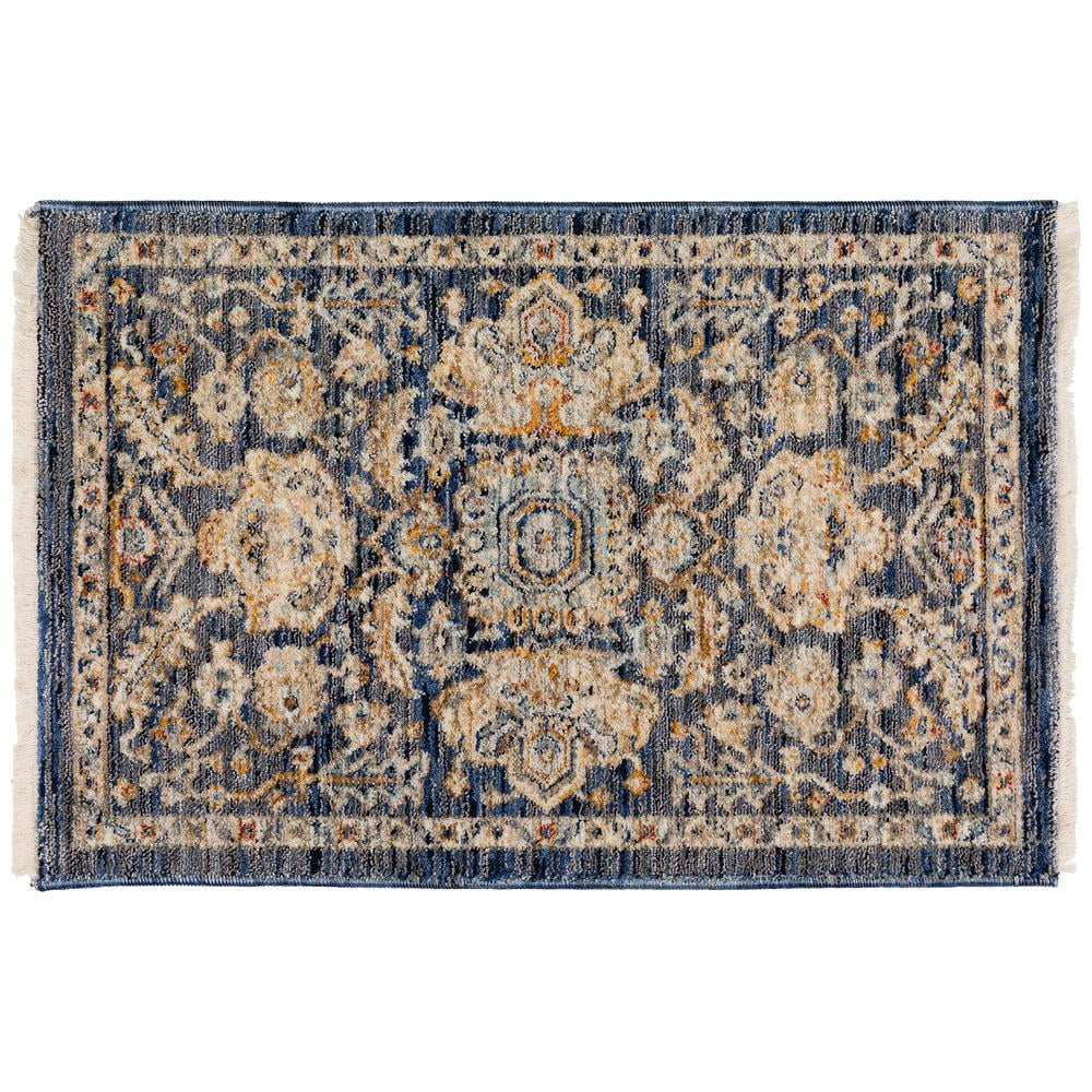 Bergama Navy Rectangular Synthetic Easy Care Rug 1'8" x 2'6"