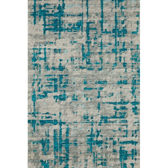 Dalyn Brisbane Area Rug BR5 Br5 Teal Teal Lines Blocks 1' 8" x 2' 6" Rectangle