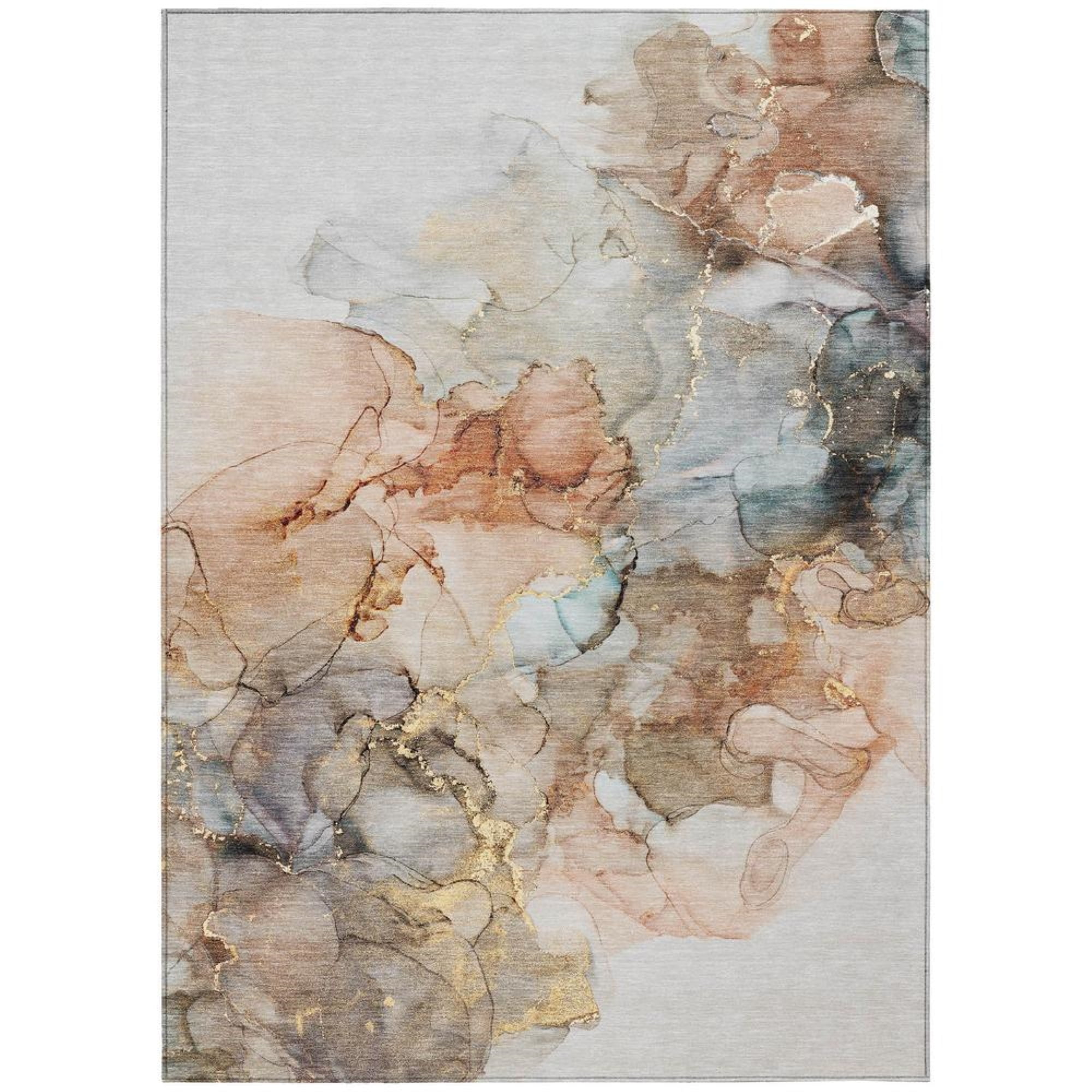 Beige Watercolor Flat Woven 9' x 12' Synthetic Area Rug