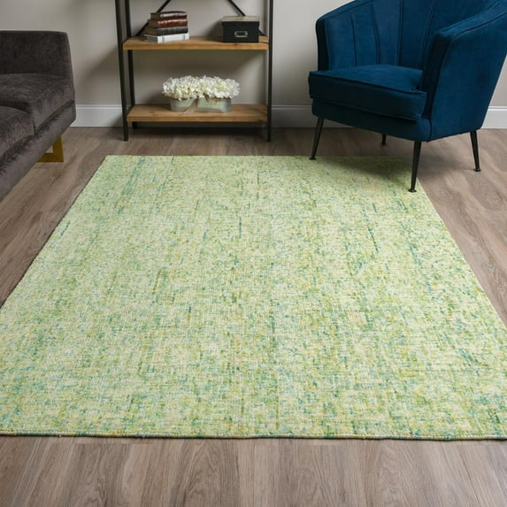 Addison Rugs Eastman 8' x 10' Variegated Solid Wool Area Rug in Lime Green
