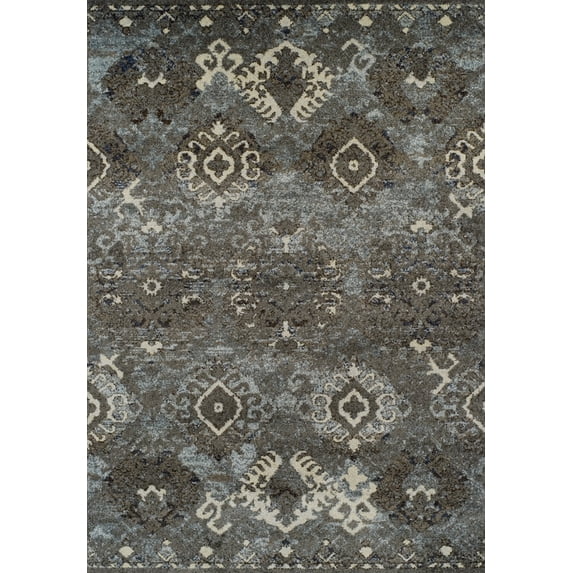 Dalyn Gala Area Rugs - GA10 Transitional Casual Steel Diamonds Faded Vines Distressed Rug