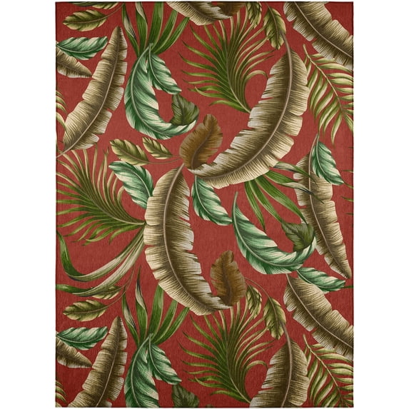 Indoor/Outdoor Tropics TC1 Paprika Washable 9' x 12' Rug