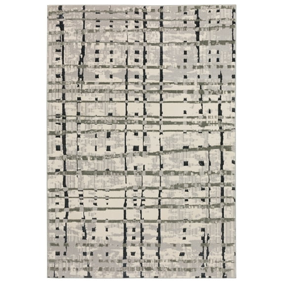 Dalyn Karma Area Rug KM4 Km4 Grey Grey Lines Banded 8' x 10' Rectangle