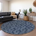 thumbnail image 1 of Addison Rugs Mayfield Washable Transitional Squares Blue Round Rug, 8' x 8', 1 of 5
