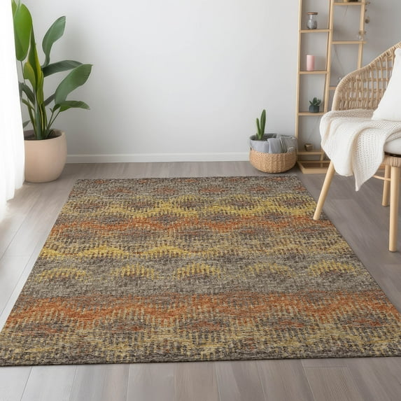 Addison Rugs Mayfield Washable Transitional Abstract Chevron Canyon Rectangle Rug, 5' x 7'6"