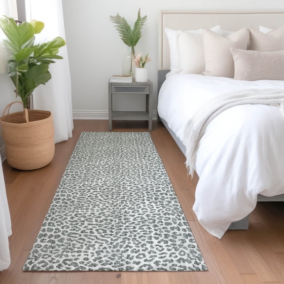 Addison Rugs Mayfield Washable Animal Skin Pattern Leopard Gray Runner Rug, 2'3" x 7'6"