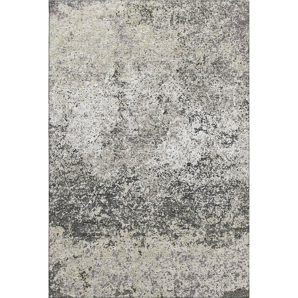 Premium Gray Abstract Synthetic Machine Washable Rug, 3' x 5'