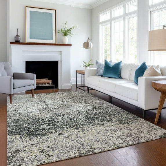 Addison Rugs Mayfield Washable Transitional Abstract Clouds Gray Rectangle Rug, 3' x 5'