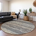 thumbnail image 1 of Addison Rugs Mayfield Washable Transitional Loops, Lines Gray Round Rug, 8' x 8', 1 of 5