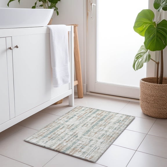 Addison Rugs Mayfield Washable Transitional Broken Bars Ivory Rectangle Rug, 1'8" x 2'6"