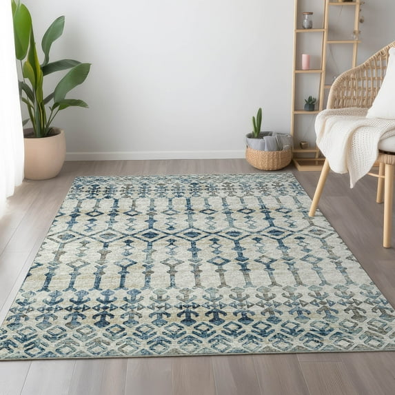 Addison Rugs Mayfield Washable Transitional Tribal, Boho Ivory Rectangle Rug, 8' x 10'