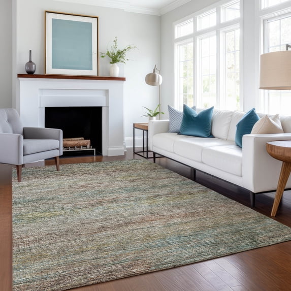 Addison Rugs Mayfield Washable Transitional Horizontal Bars Multi Rectangle Rug, 8' x 10'