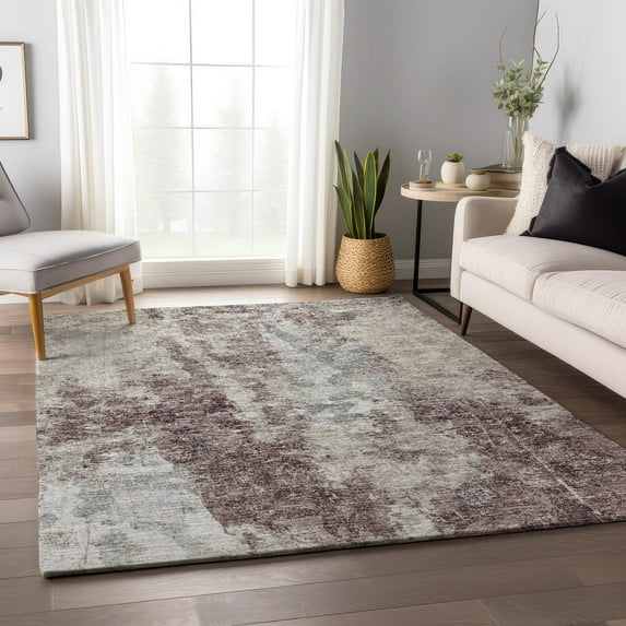 Addison Rugs Mayfield Washable Transitional Soft Abstract Plum Rectangle Rug, 8' x 10'