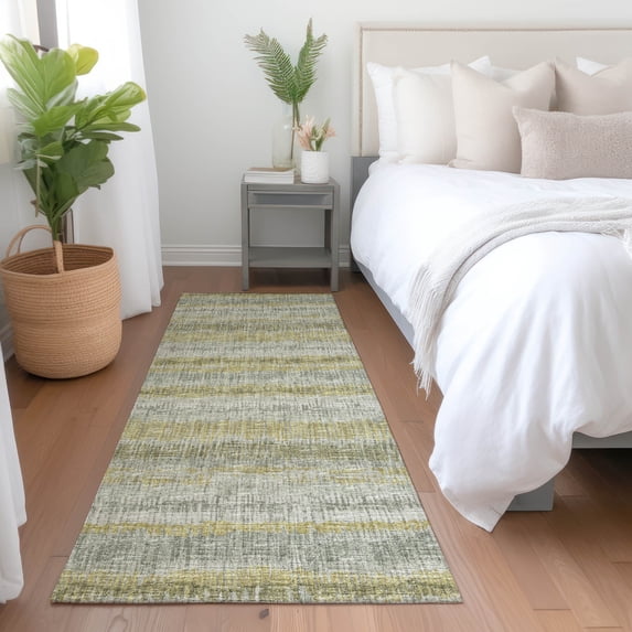 Addison Rugs Mayfield Washable Transitional Loops, Lines Sage Runner Rug, 2'3" x 7'6"