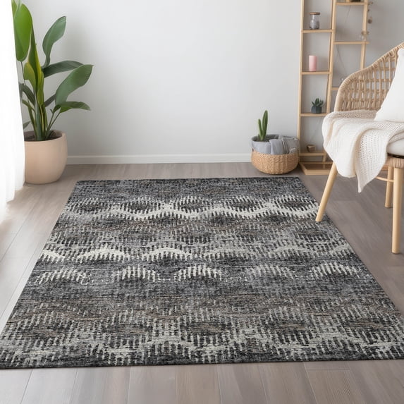Addison Rugs Mayfield Washable Transitional Abstract Chevron Shadow Rectangle Rug, 3' x 5'