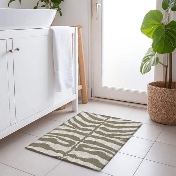 Addison Rugs Mayfield Washable Animal Skin Pattern Zebra Taupe Rectangle Rug, 1'8" x 2'6"