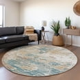 thumbnail image 1 of Addison Rugs Mayfield Washable Transitional Soft Abstract Teal Round Rug, 8' x 8', 1 of 5