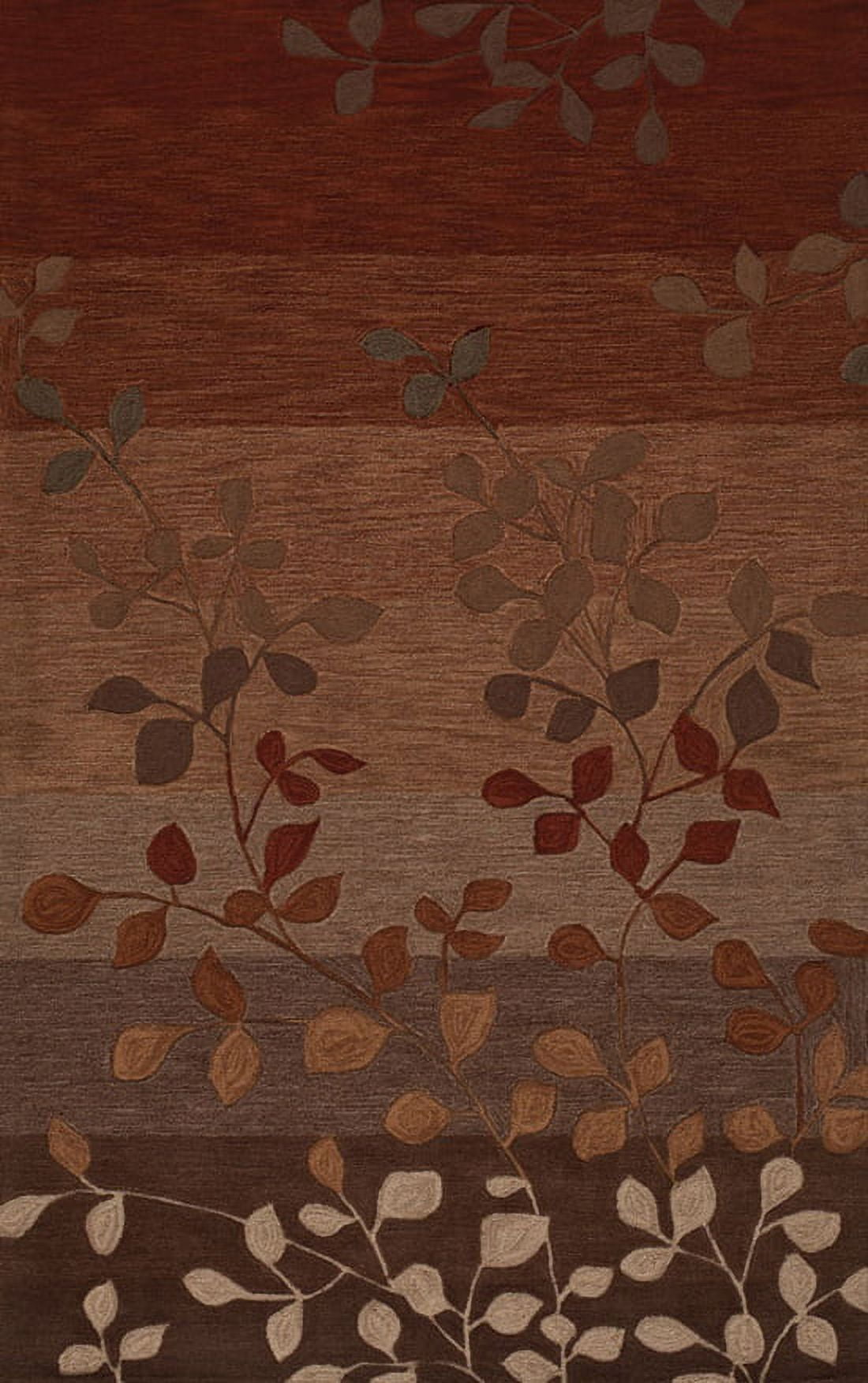 Paprika Ombre Leaf Tufted Rectangular 5' x 7' Wool Blend Rug