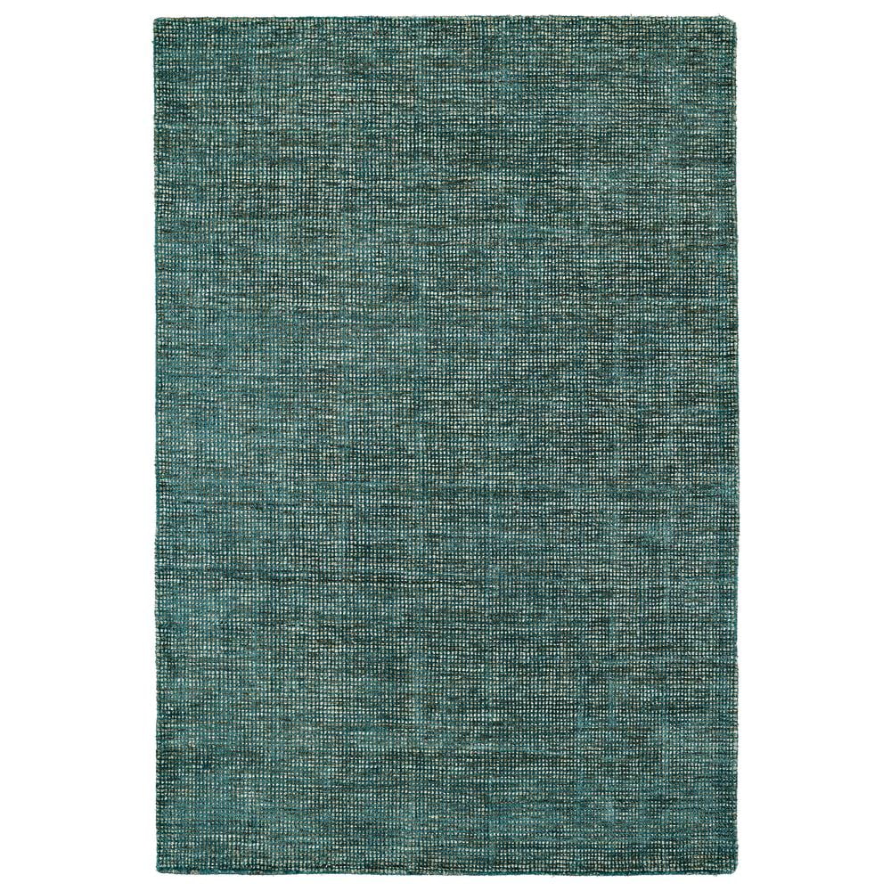 Teal and Grey Hand-Loomed Wool and Viscose 5' x 7' Area Rug