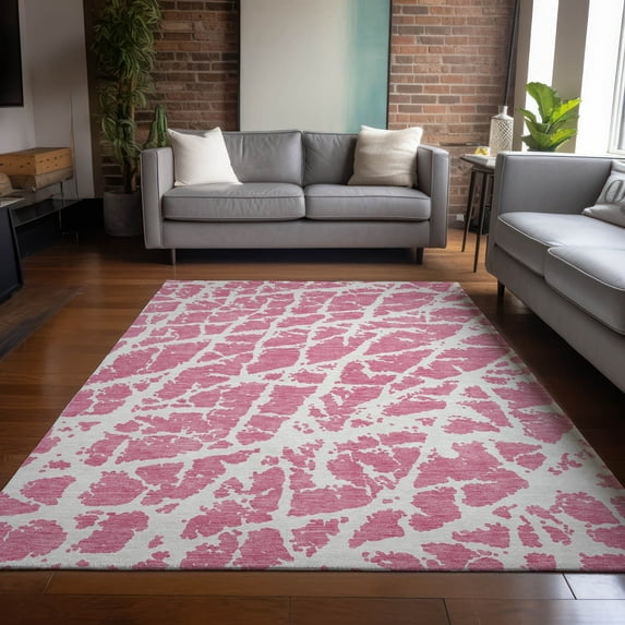 Addison Rugs Chantille Indoor/Outdoor Transitional Organic Pink Washable Rectangle Rug, 9' x 12'
