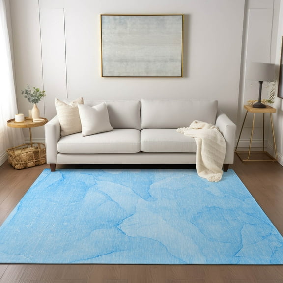 Addison Rugs Chantille Indoor/Outdoor Transitional Watercolors Blue Washable Rectangle Rug, 3' x 5'