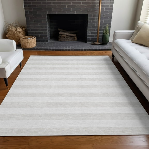 Addison Rugs Chantille Indoor/Outdoor Transitional Stripes Ivory Washable Rectangle Rug, 3' x 5'