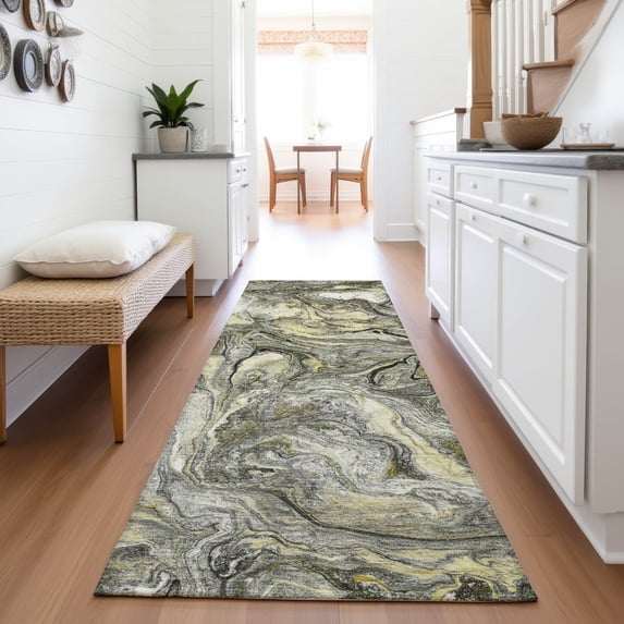 Addison Rugs Chantille Indoor/Outdoor Transitional Abstract Pewter Machine Washable Runner Rug, 2'3" x 7'6"
