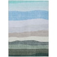 thumbnail image 1 of HomeRoots 629402 5 x 8 ft. Green Blue & Gray Striped Washable Transitional Indoor & Outdoor Rectangle Area Rug, 1 of 9