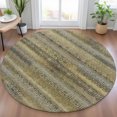 thumbnail image 1 of Addison Rugs Chantille Indoor/Outdoor Transitional Stripes Wheat Machine Washable Round Rug, 8' x 8', 1 of 8
