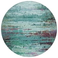 thumbnail image 1 of HomeRoots 629861 8 ft. Teal Blue Pale Aqua & Plum Abstract Washable Transitional Indoor & Outdoor Round Area Rug, 1 of 9