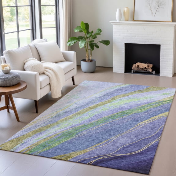 Addison Rugs Chantille Indoor/Outdoor Transitional Swirls Purple Machine Washable Rectangle Rug, 3' x 5'