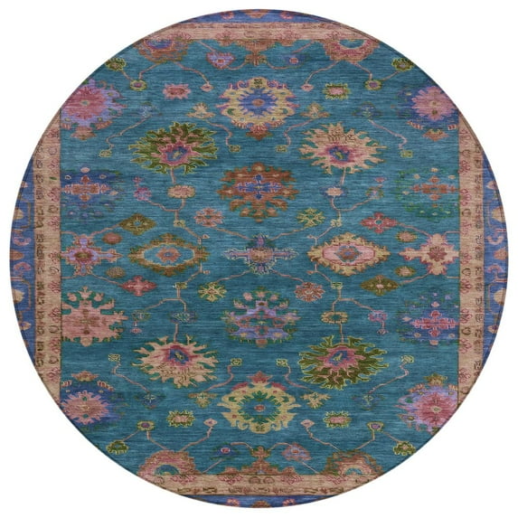 Dalyn Rugs Machine Washable Indoor/Outdoor Chantille ACN2046 Teal 8' x 8' Round Rug